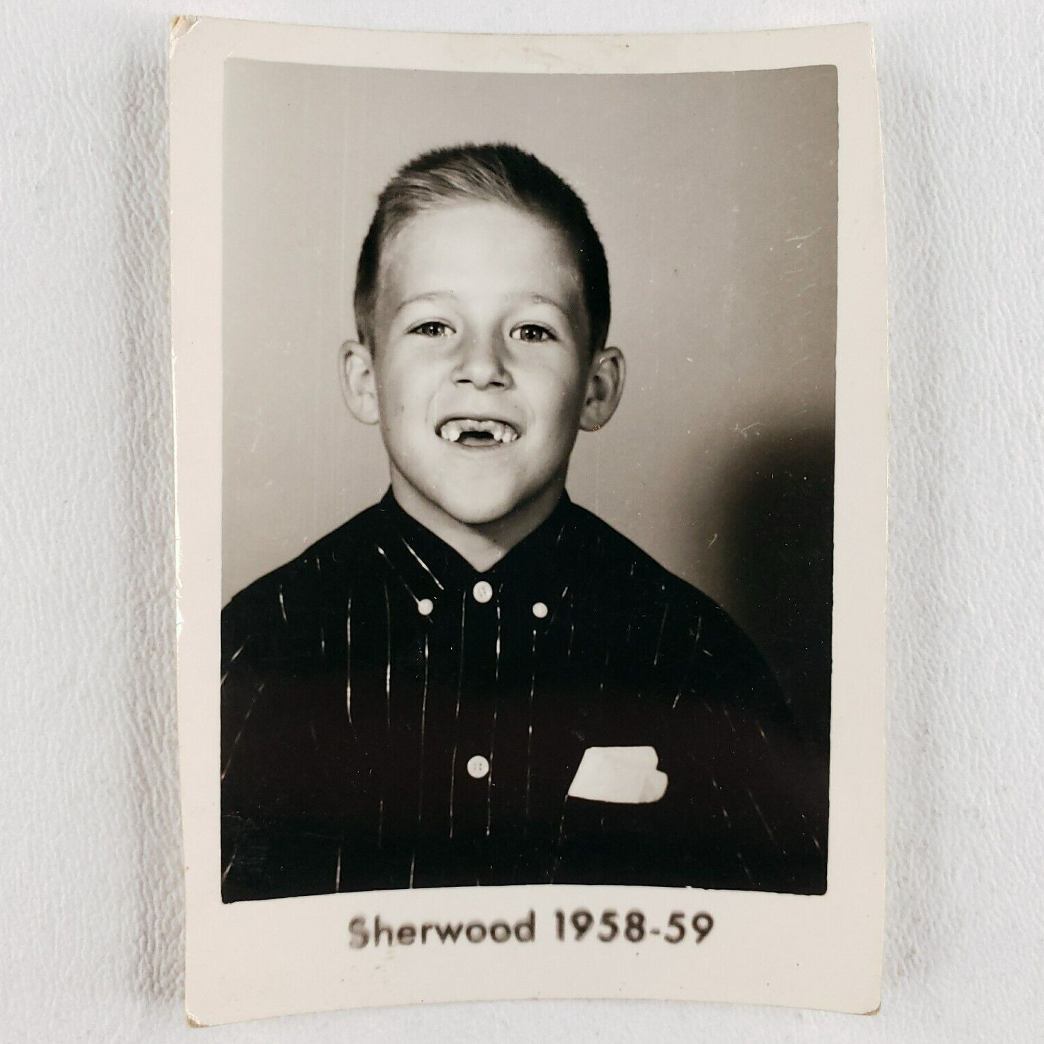 Missing Teeth Boy Class Photo 1950s Sherwood School Vintage Original Child A1277