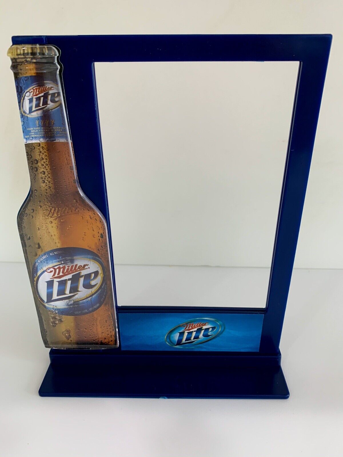 (1) Miller Lite Beer Bottle Bar Signs Photo Frame Table Advertising Brewery New