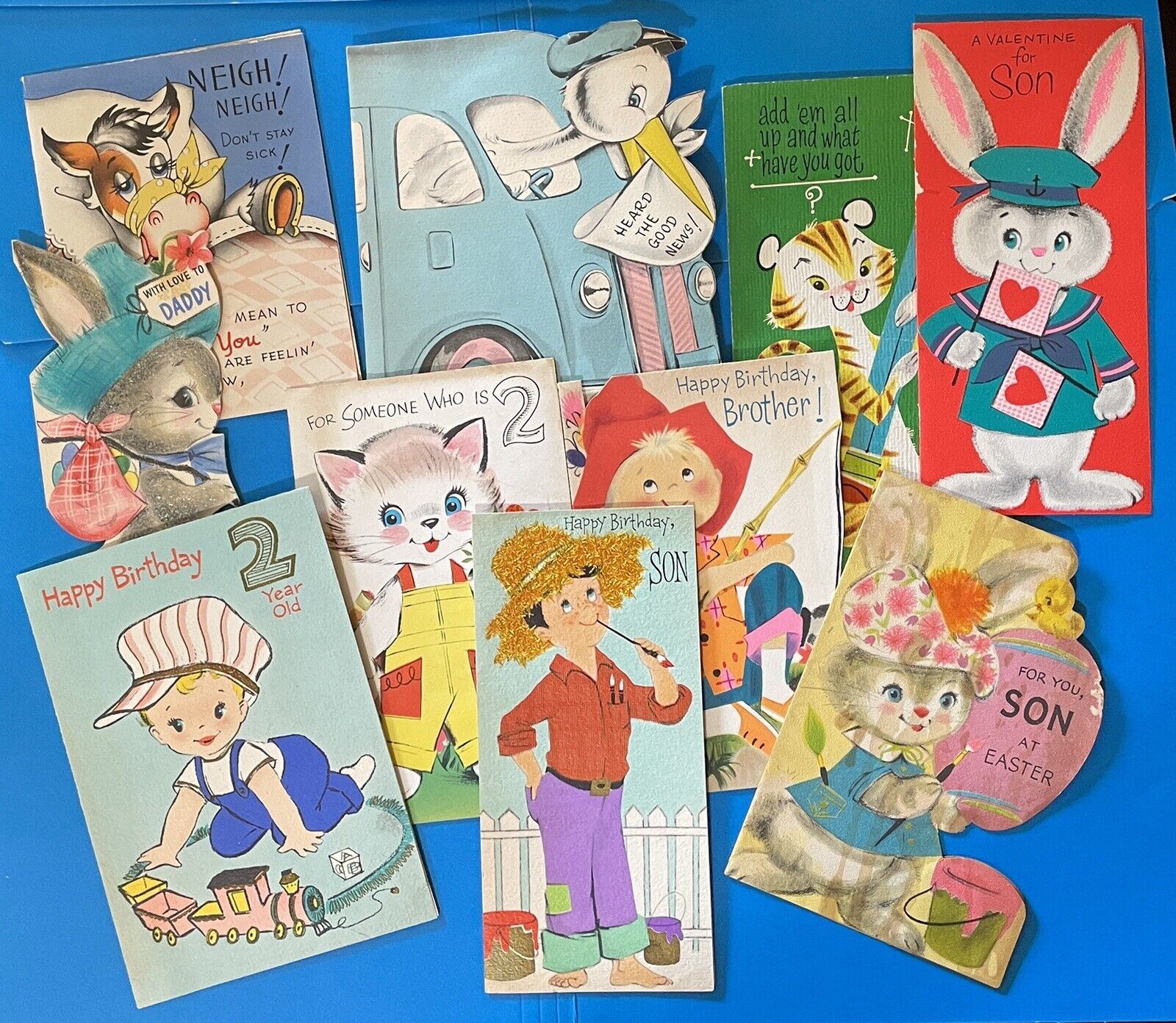 Vintage Used Greeting Cards Lot Of 10 Crafts Scrapbooking