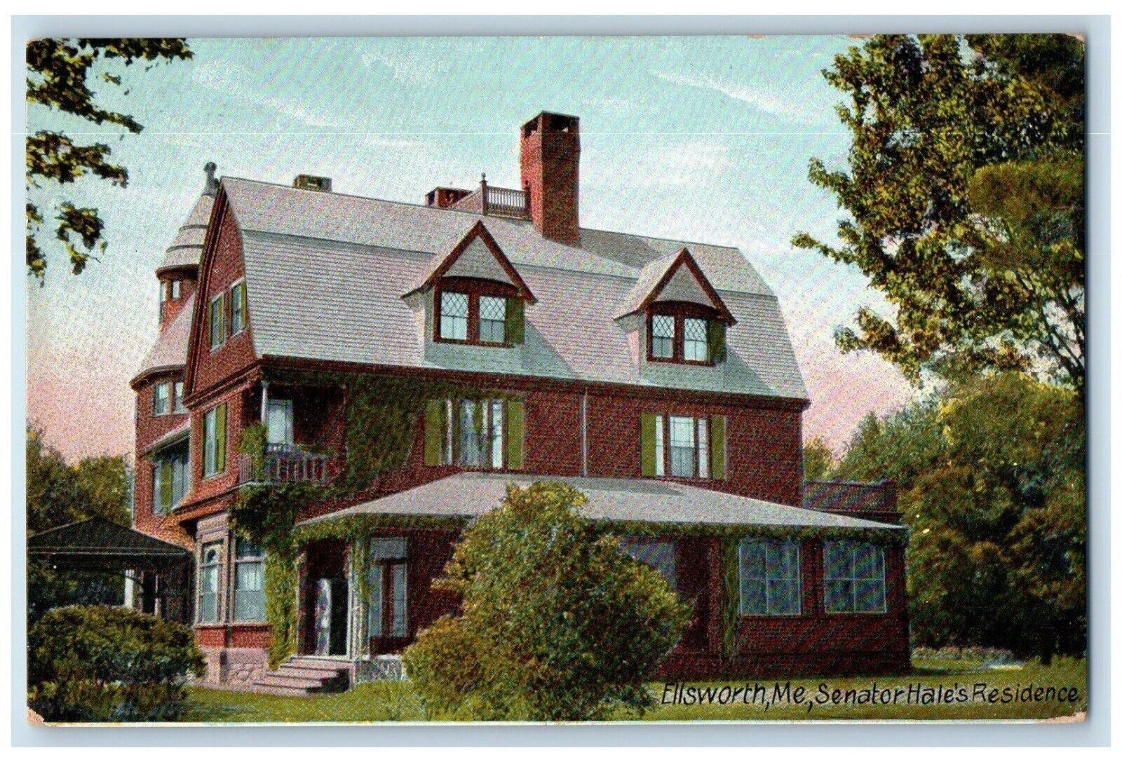 c1910's Senator Hale's Residence Ellsworth Maine ME Unposted Antique Postcard
