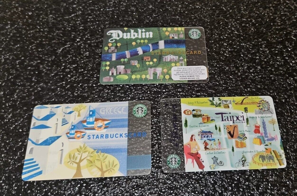 ✅️FINAL SALE RARE DUBLIN TAIPEI & (GREEK VERSION) GREECE ISLAND Starbucks Card
