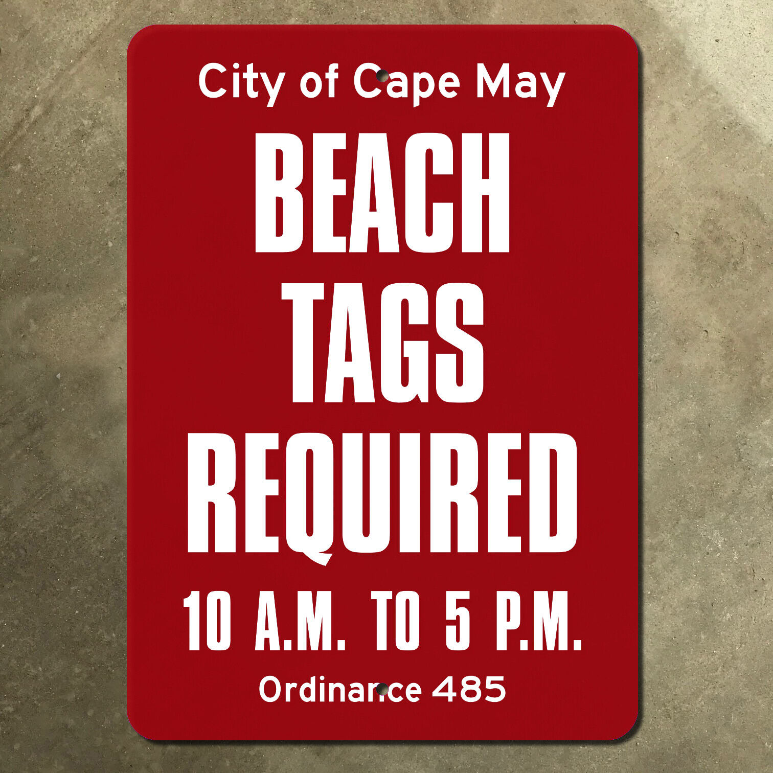 New Jersey Cape May Beach tags required guide sign Ocean City Wildwoods 15x21