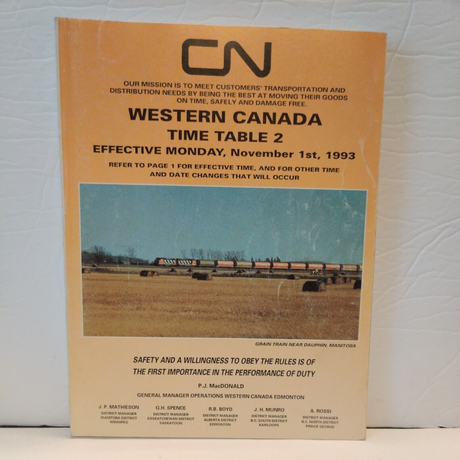  CN Western  Canada time table 1993.