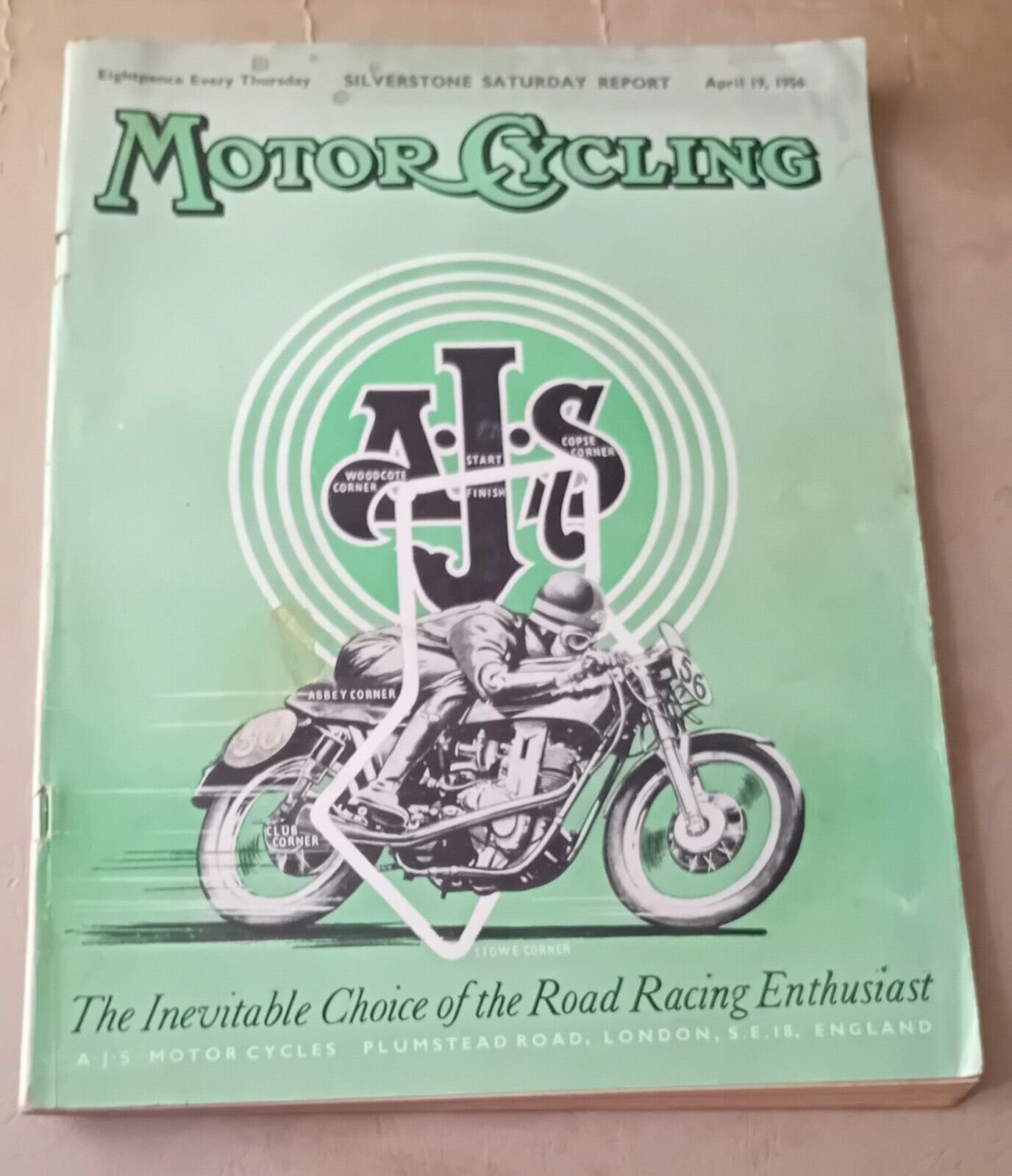 1956 April 19 Motorcycling Magazine - AJS / BMW R69 / Norton B2S / TT News etc