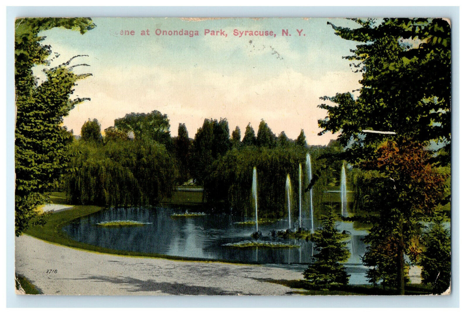 1915 Scene at Onondaga Park, Syracuse New York NY Antique Posted Postcard