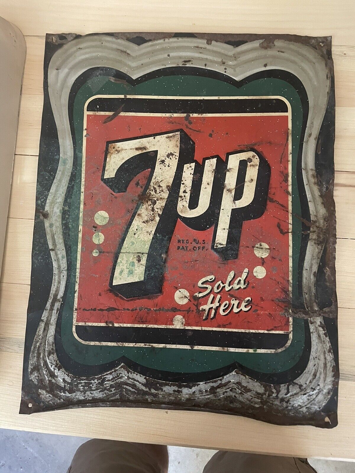 Vintage 7 Up Metal Sign Vintage 7UP Soda Flange Sign Pop Advertising Sign 10x13