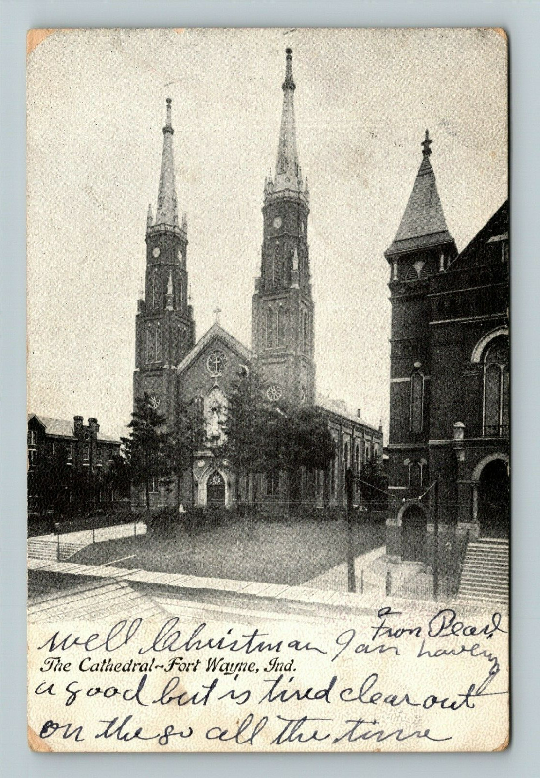 Fort Wayne Indiana, THE CATHEDRAL, Religion, Outside, c1907 Vintage Postcard