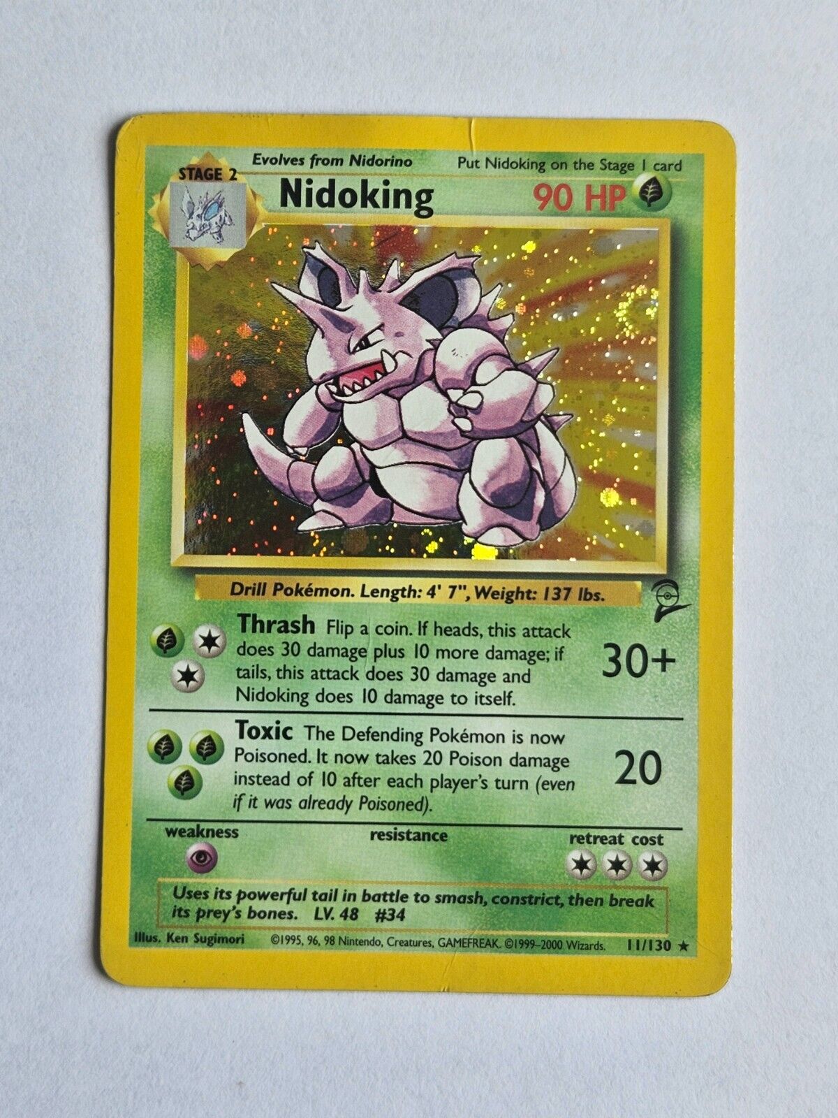 Nidoking 11/130 Base Set 2 Rare Holo Pokemon Card WOTC 2000 - Played