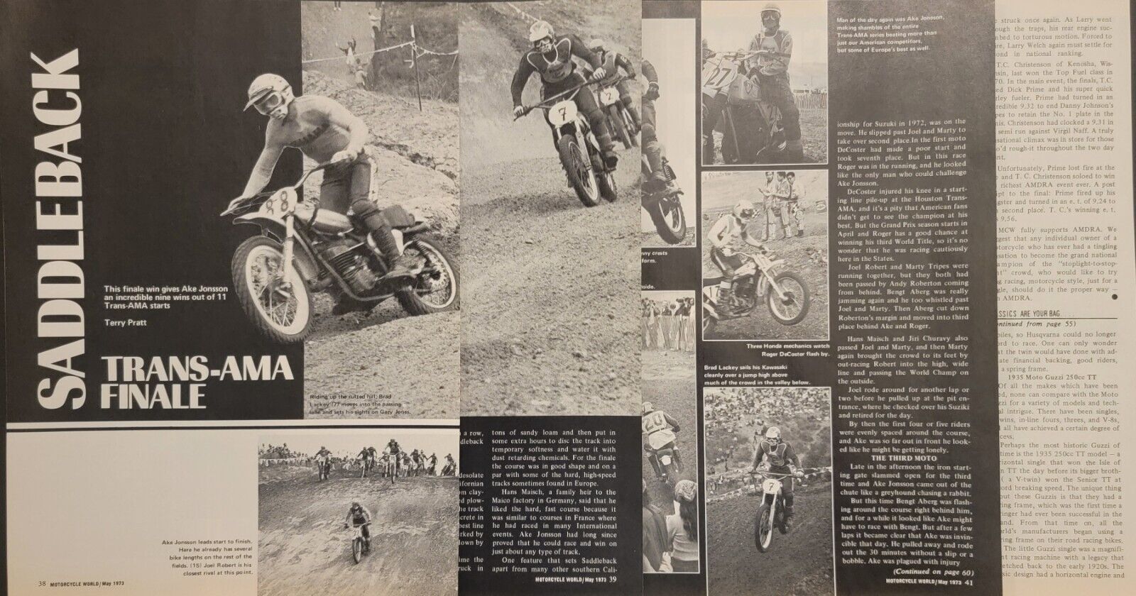 1973 Saddleback Trans Ama Finale Race 5p Article Ake Joel Robert DeCoster