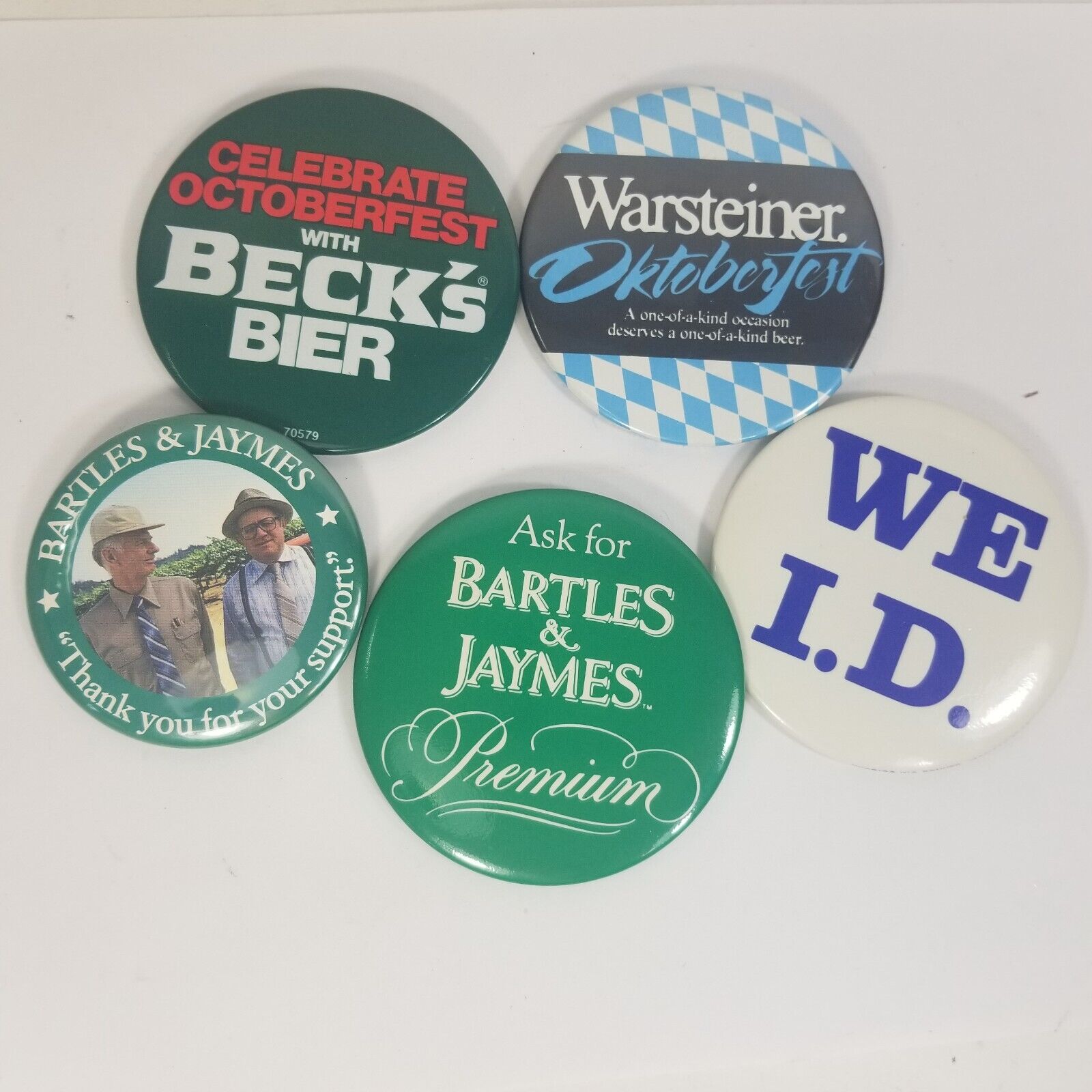 Vintage 90s Pins Button Bartles Jaymes Beck\'s Bier oktoberfest Warsteiner We ID