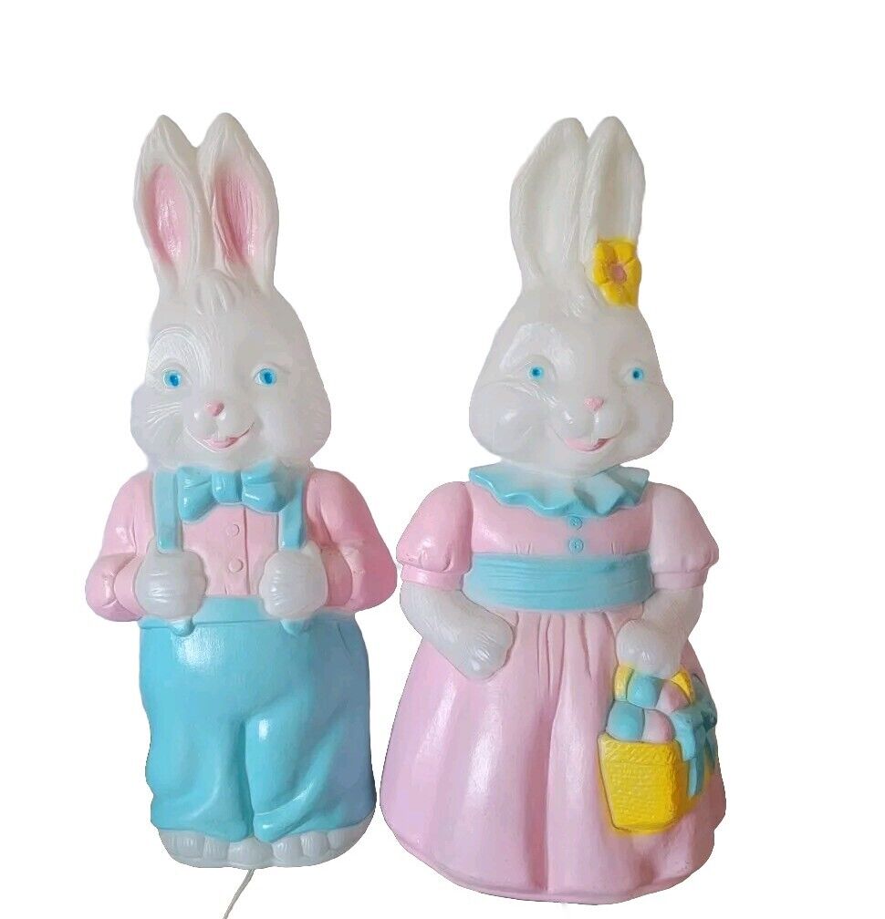 Vintage Empire Plastics Easter Bunny Rabbit Blow Molds Lighted 