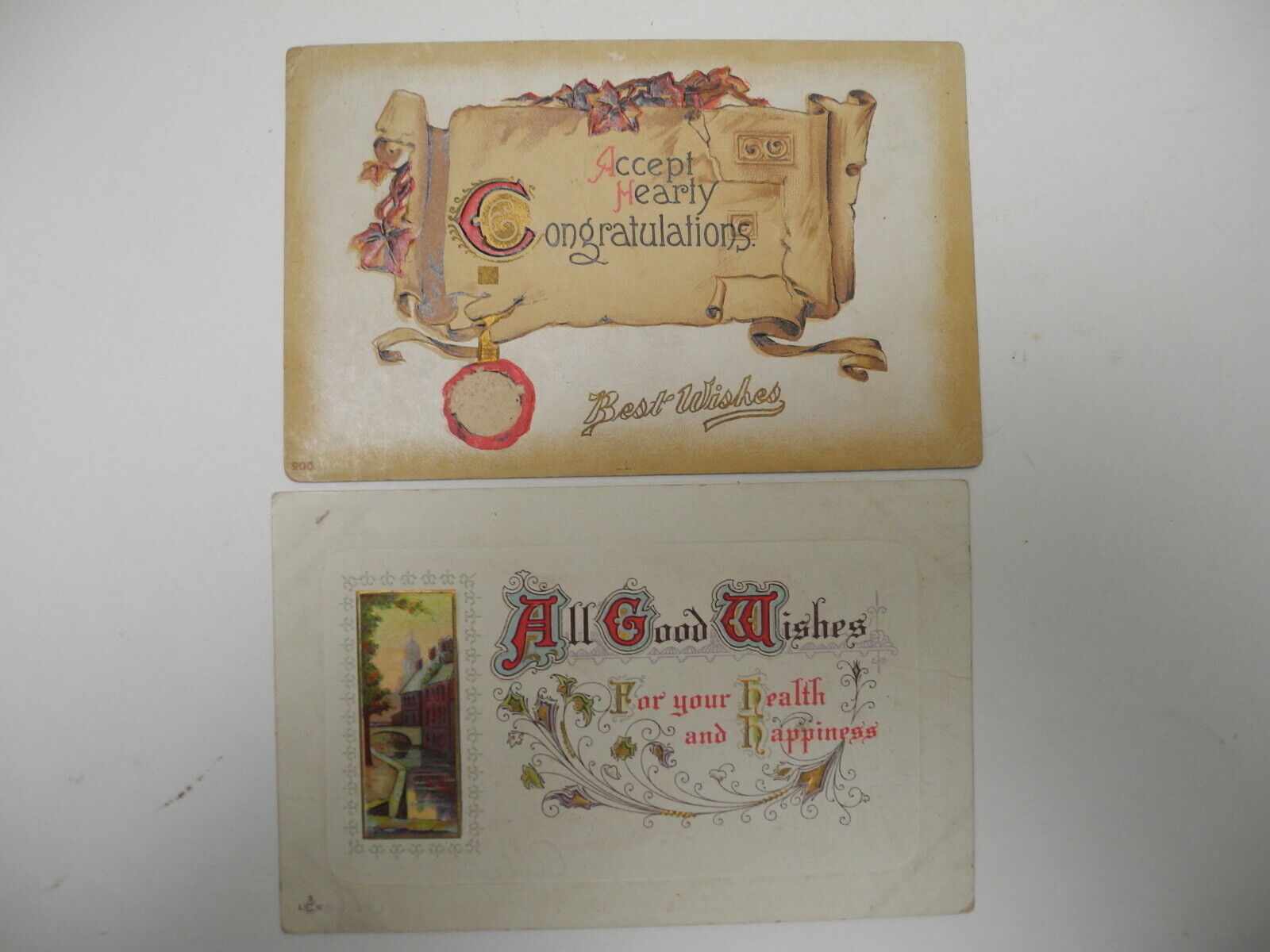 All Good Wishes and Accept Hearty Congratulations Early 1900\'s Posted Postcards
