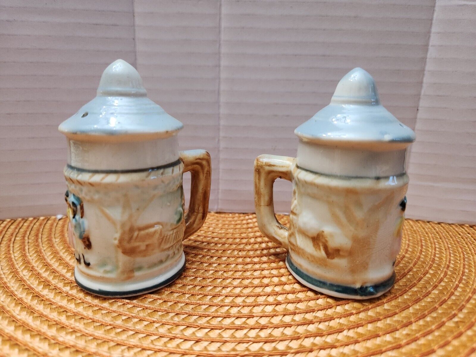 Vintage Salt & Pepper Shakers MCM Beer Steins  Without Stoppers