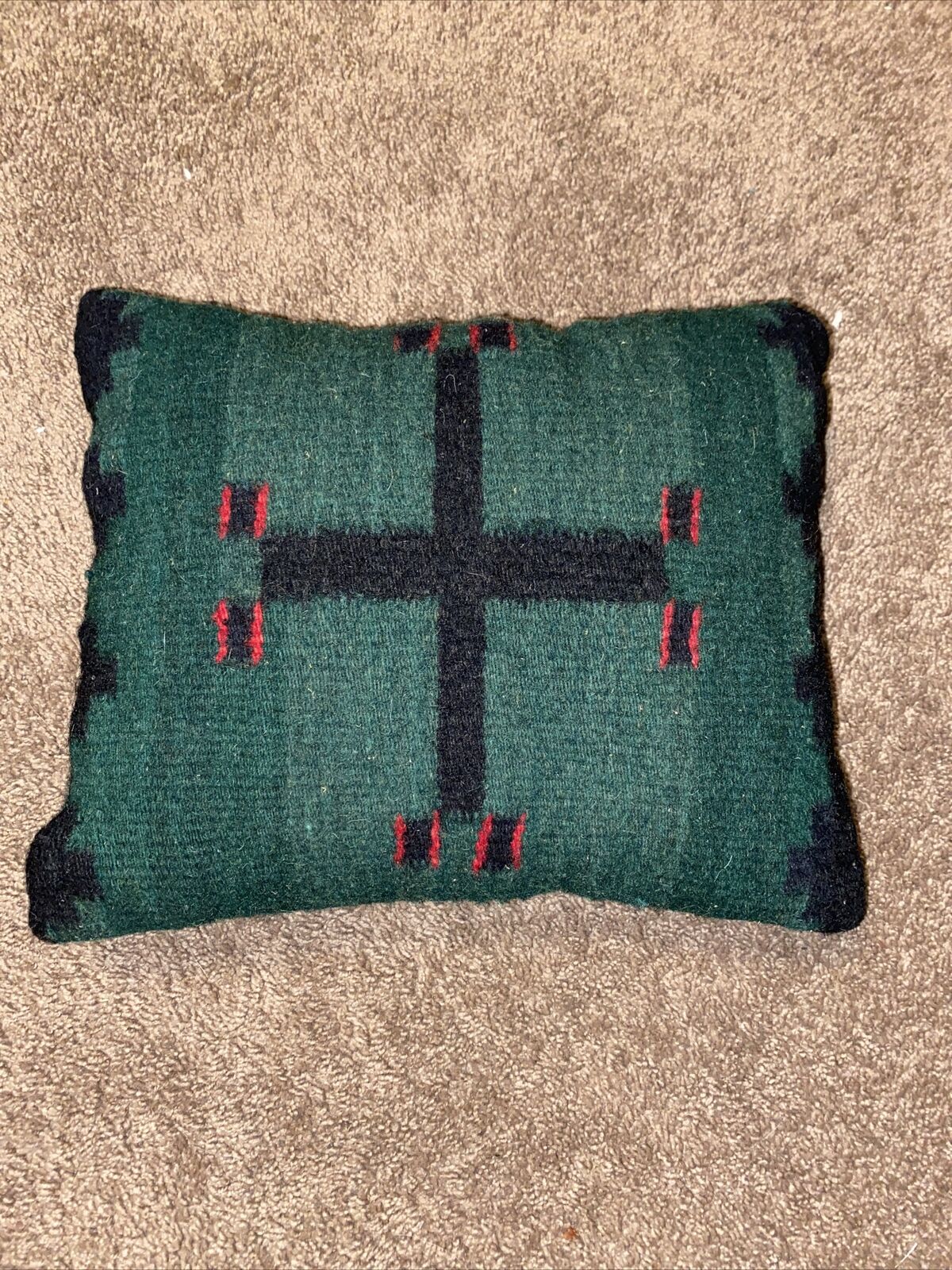 Vintage Handwoven Southwest Mexico Wool Throw Pillow 12”x 10”