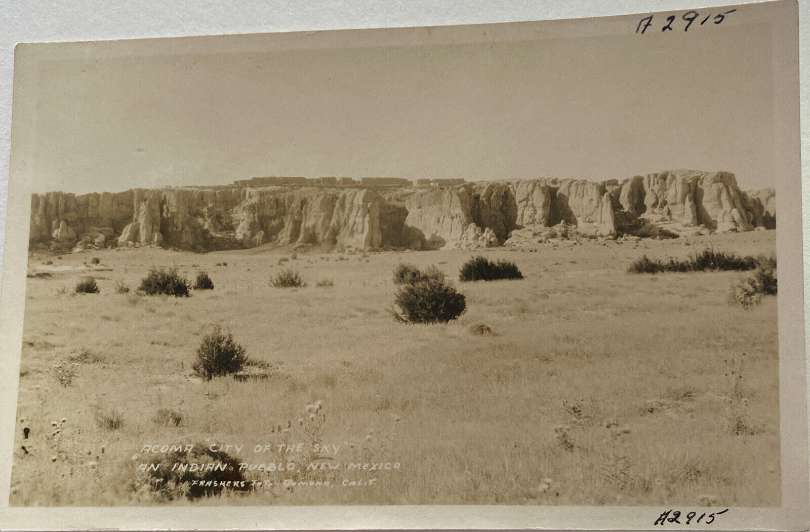 RPPC Acoma City Indian Pueblo New Mexico Frashers Real Photo Postcard UNDIVIDED