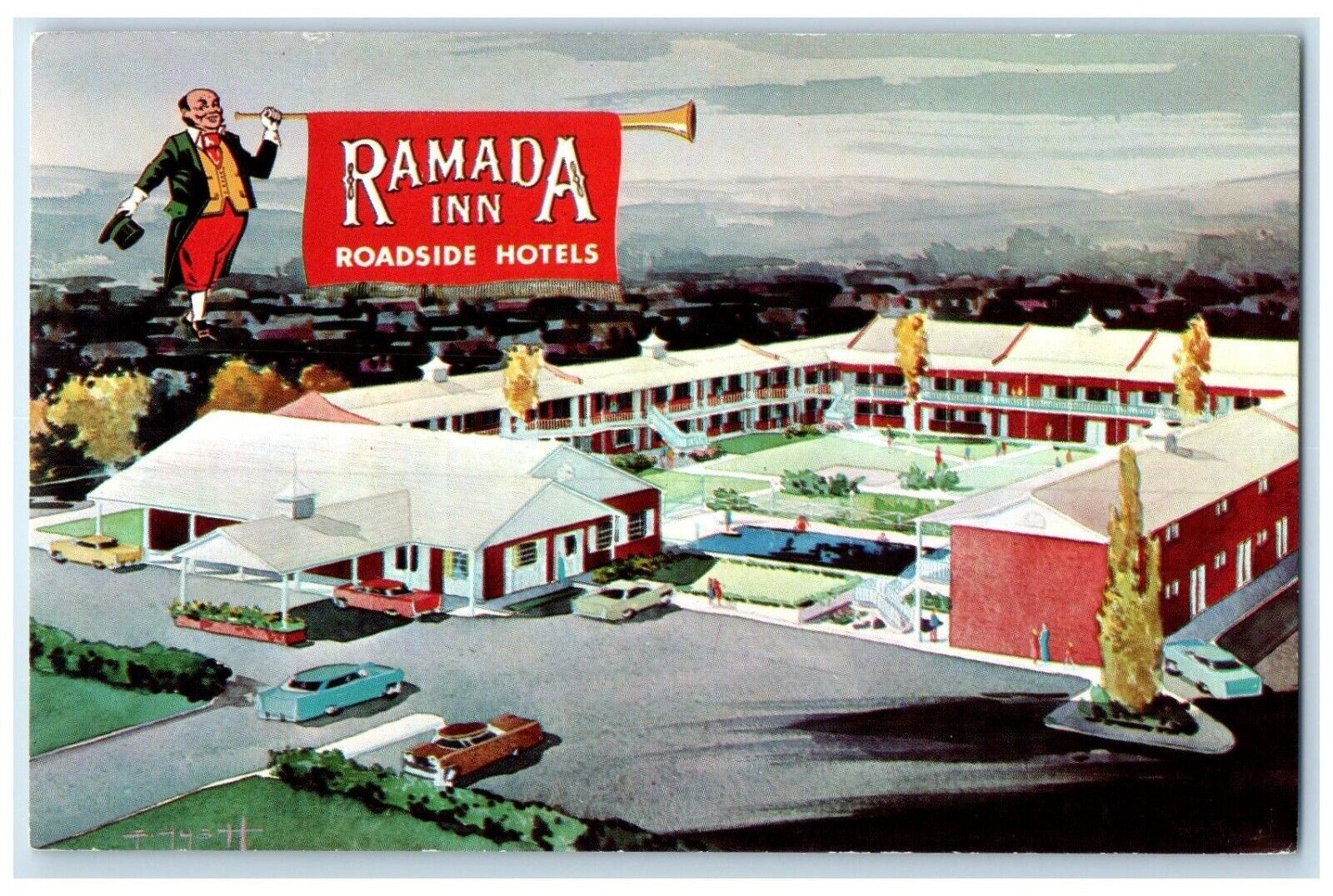 c1950\'s Ramada Inn Motel Cars Roadside Hotels Springfield Missouri MO Postcard