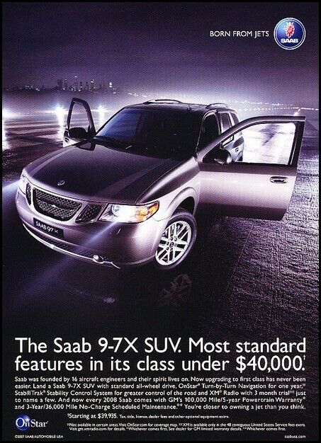 2008 SAAB 9-7x 97x Original Advertisement Print Art Car Ad J773A