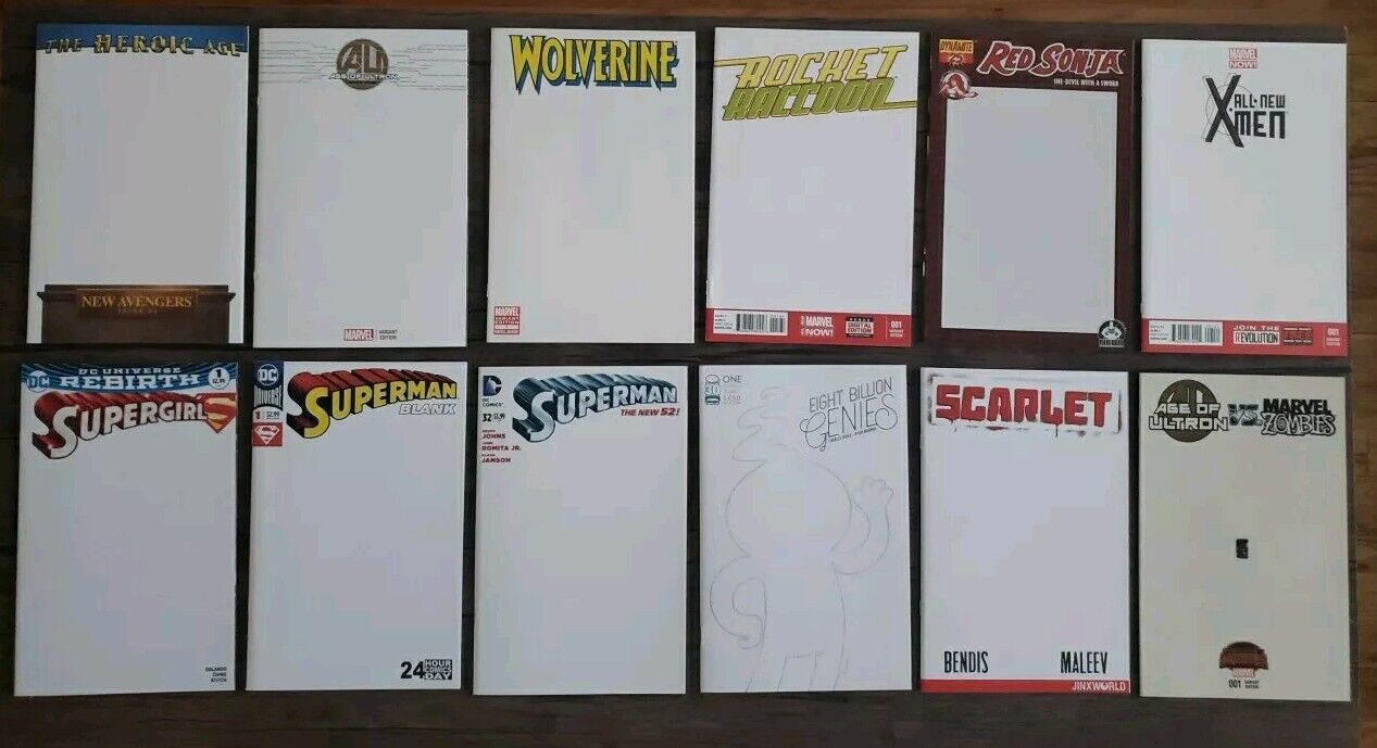 Blank Sketch Cover Comic Lot of 12 X-men Superman Wolverine Avengers Marvel DC 