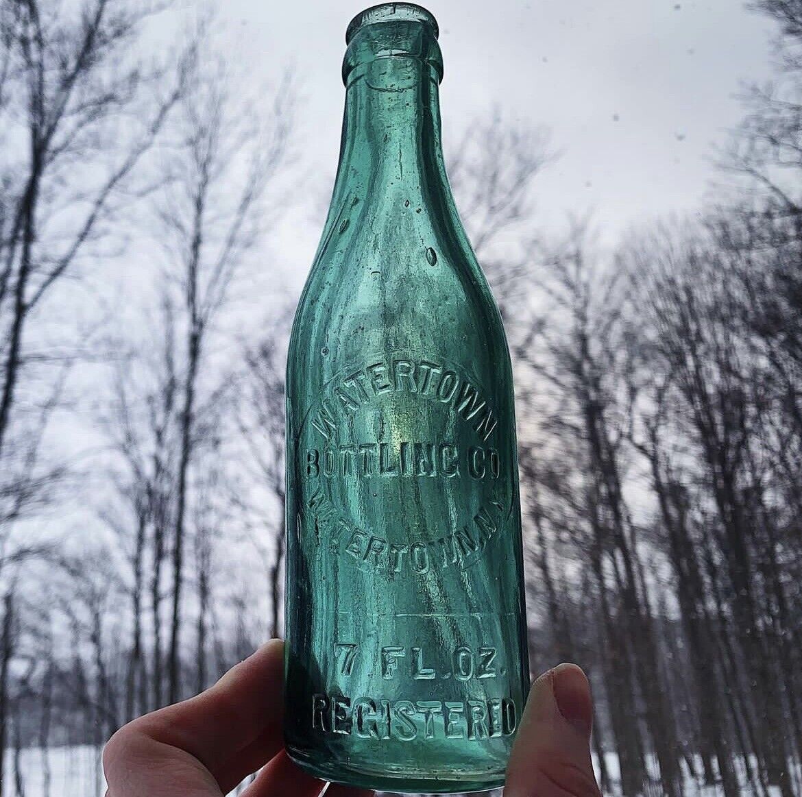 Watertown NY New York Bottling Company Green/Teal Antique Bottle 
