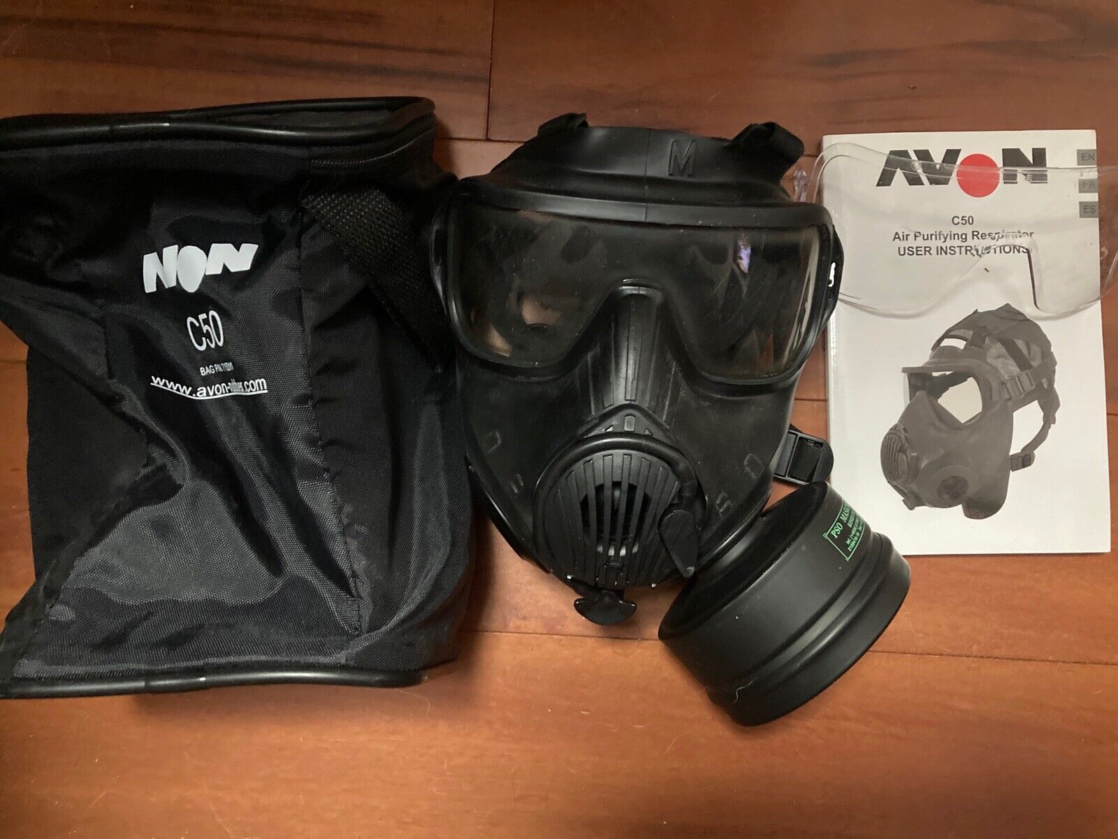 Avon C50 Gas Mask, WITH CLEAR OUTSERT, Medium, Avon Protection, Used