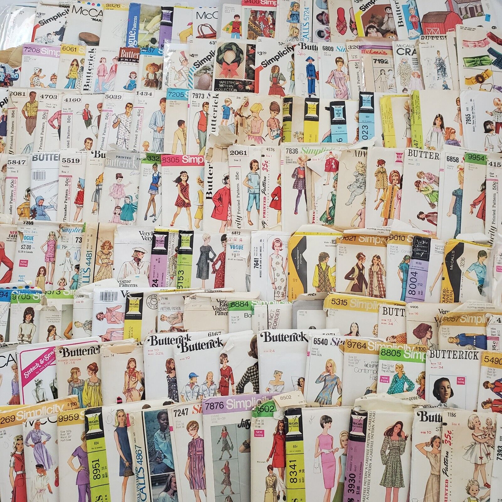 Lot of 170+ Vintage Sewing Patterns Ladies Girls Mens Crafts 50s 60s 70s 80s