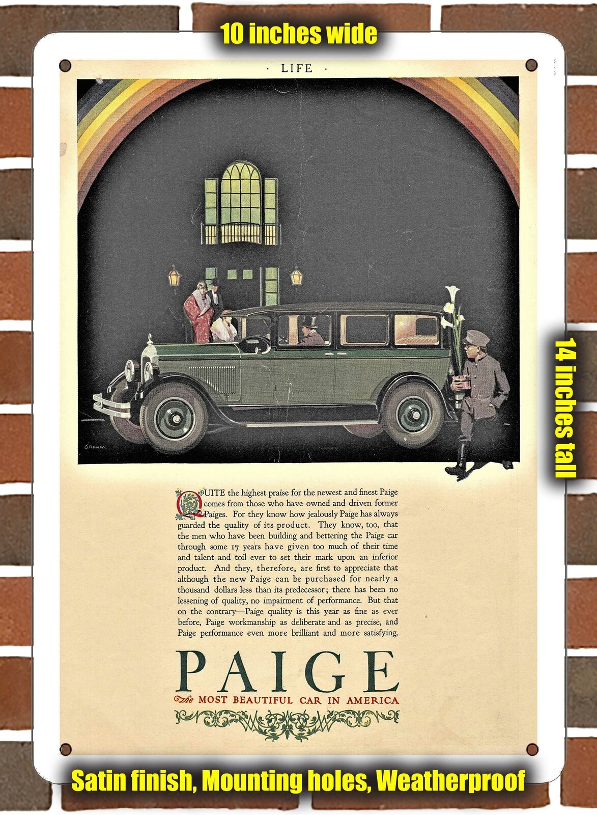 Metal Sign - 1926 Paige 7-Passenger Sedan- 10x14 inches