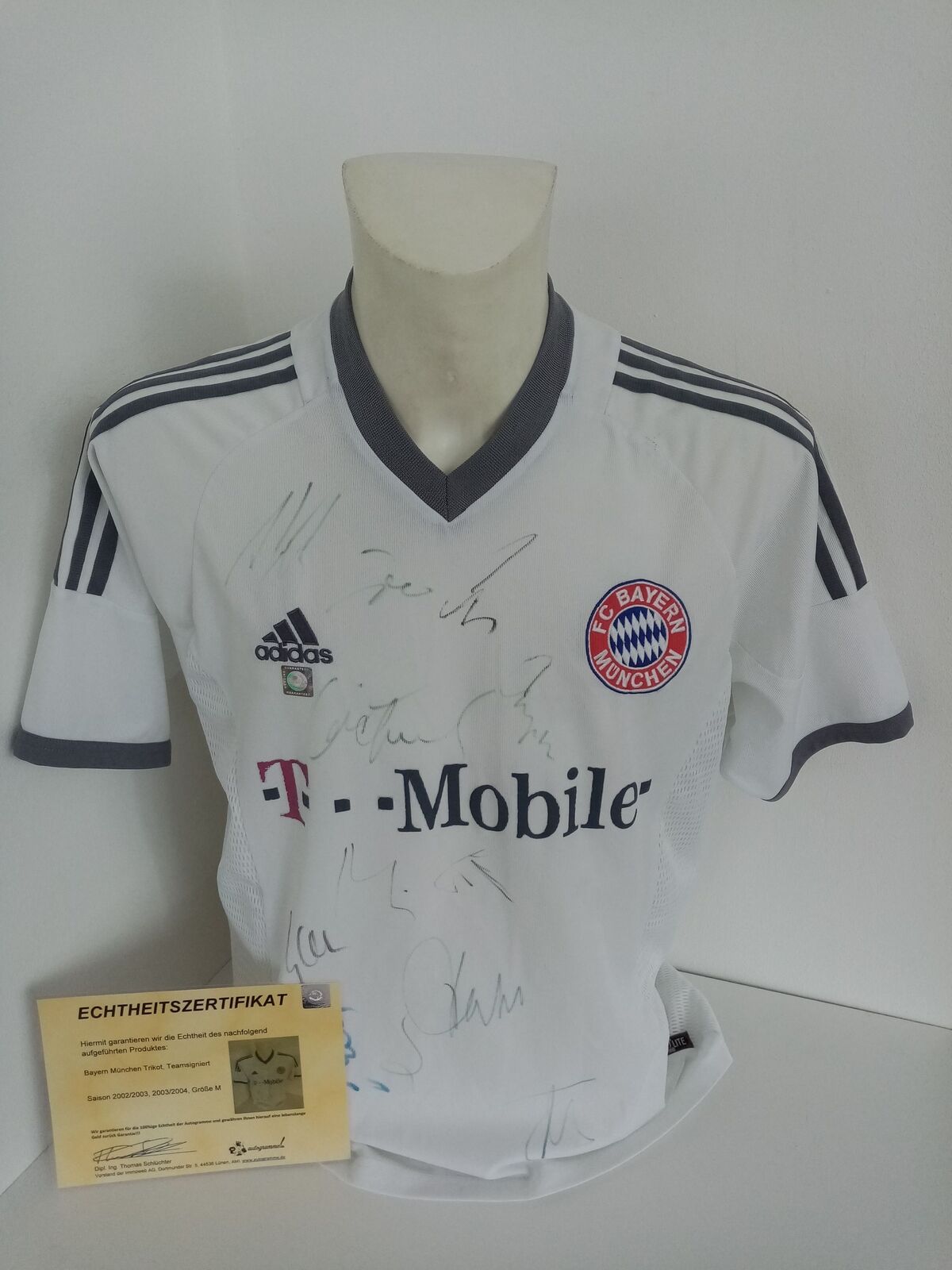 Bayern Munich Jersey 02/03 03/04 Teamsigniert Football Bundesliga COA Adidas M