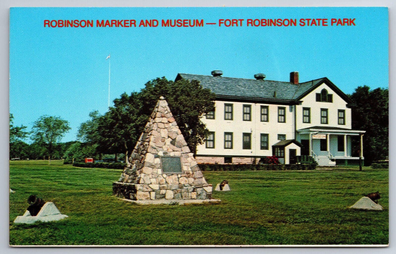 Vintage Postcard NE Fort Robinson Museum Marker Chrome