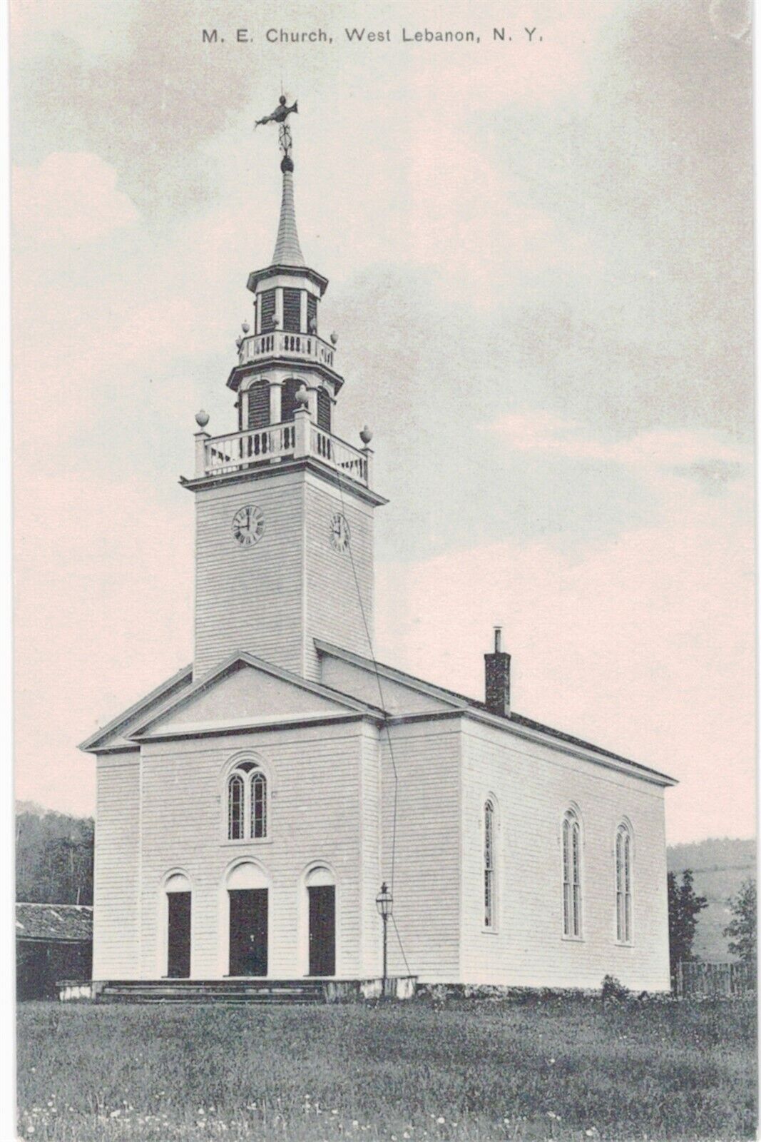 West Lebanon M E Church Unused Monochrome 1910 NY 