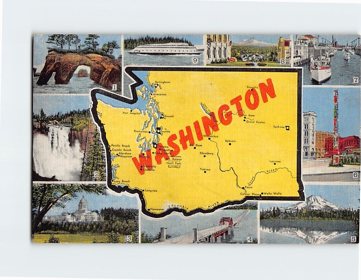 Postcard Famous Places in Washington USA