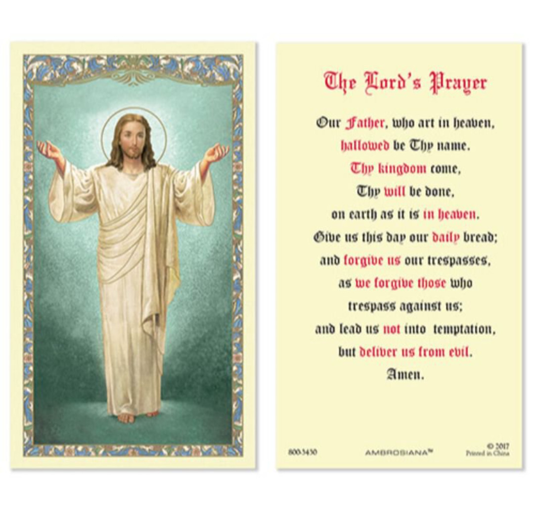Laminated Our Father The Lord\'s Prayer Holy Prayer Card Catholic
