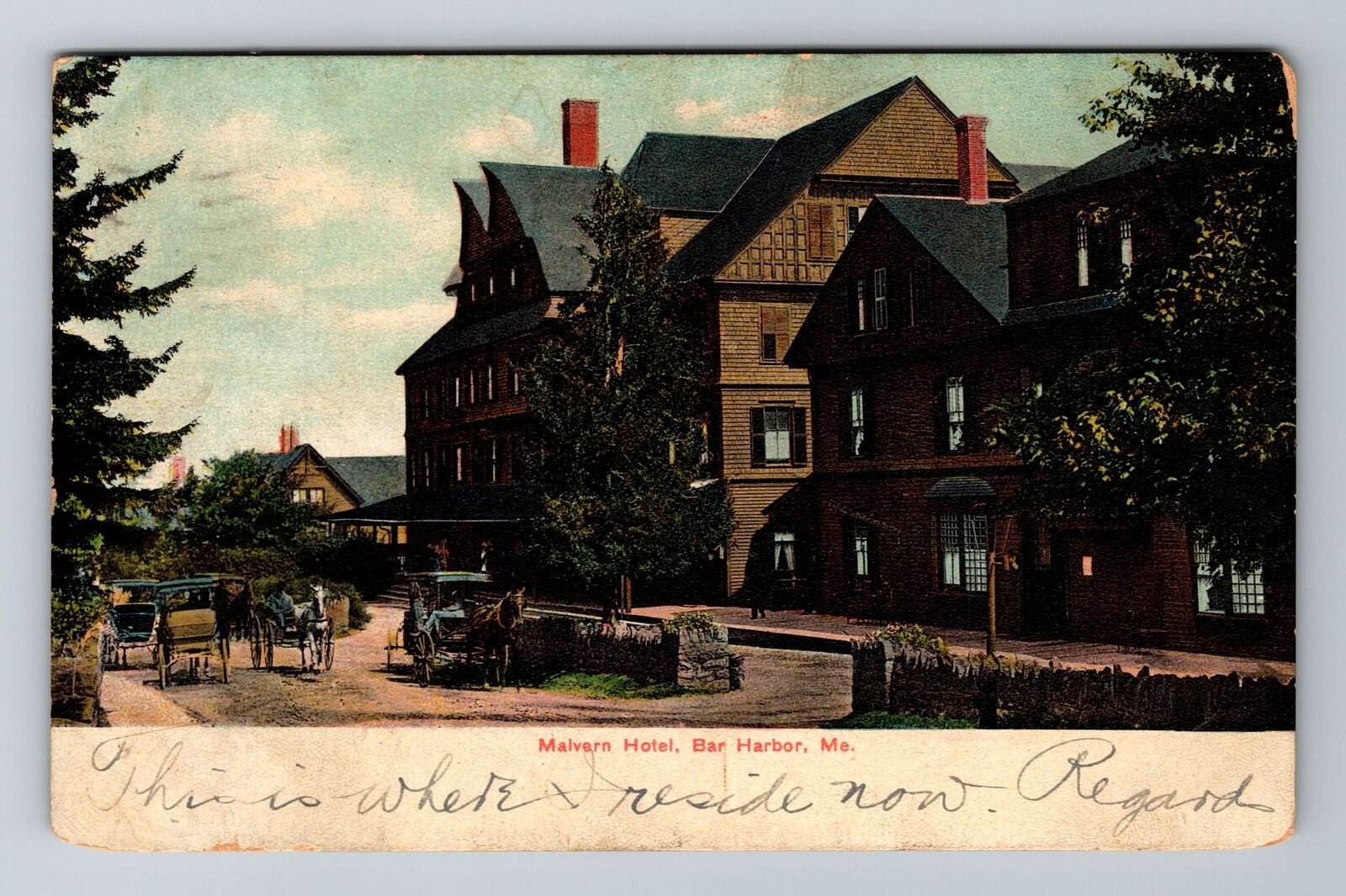 Bar Harbor ME-Maine, Malvern Hotel, Advertisement, Vintage c1909 Postcard