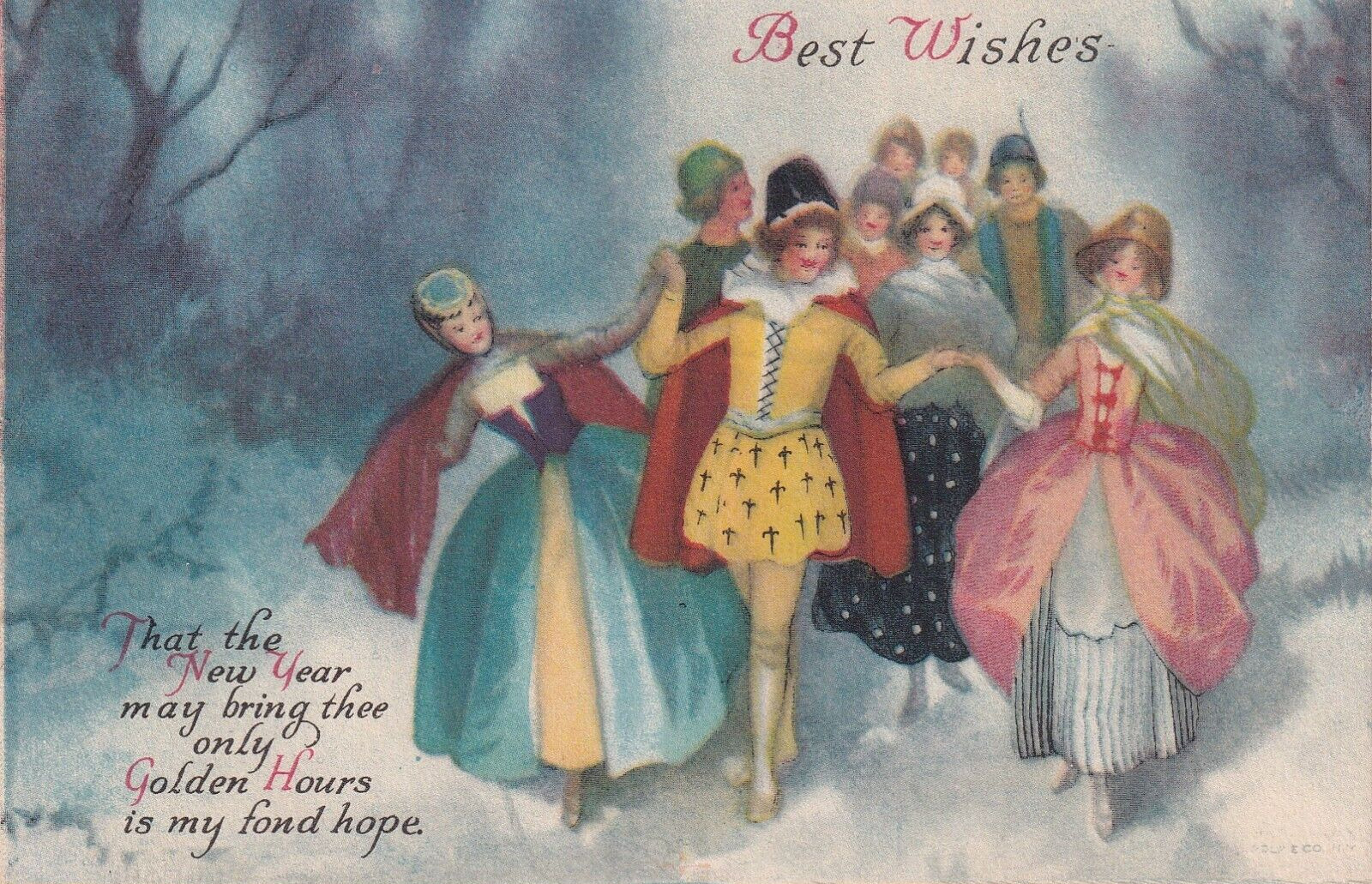 Vintage Best Wishes Happy New Year Fond Hope Early 1900's Postcard Celebration