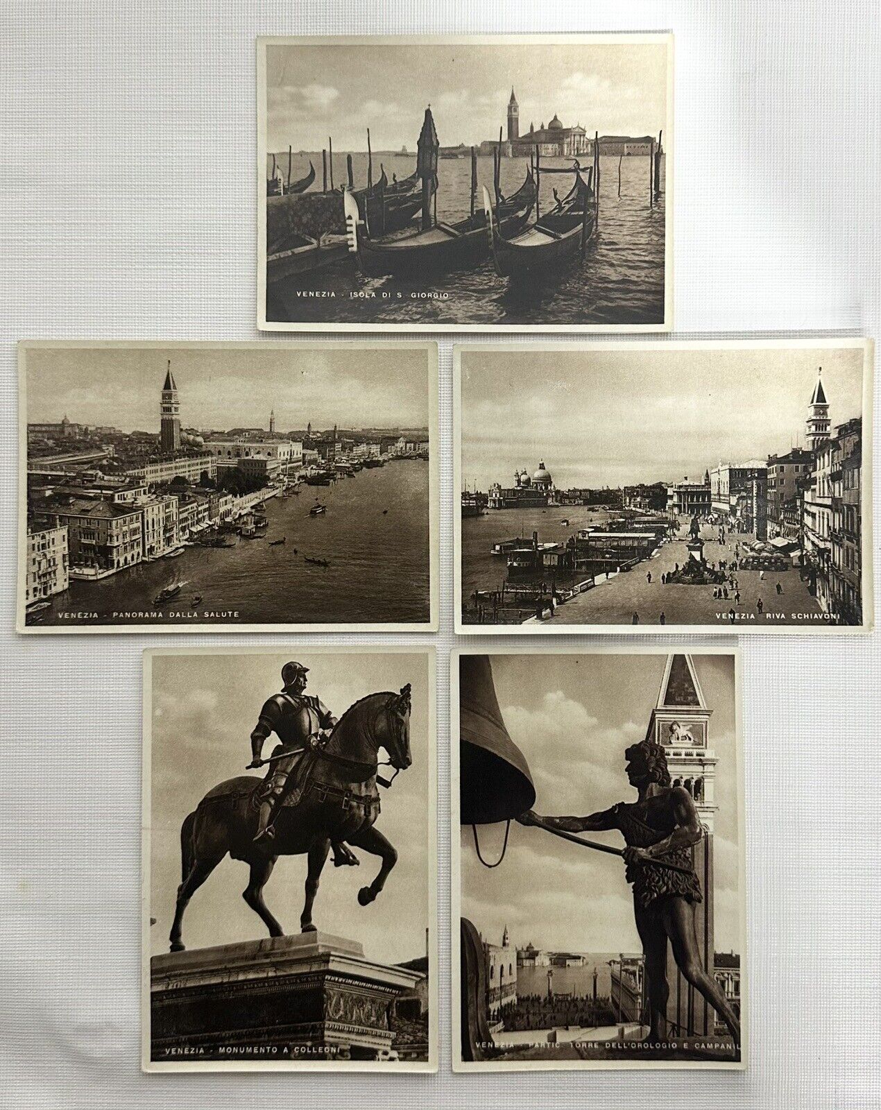 Venezia Italy Lot Of 5 Vintage Postcards Unused Unposted Split Back Sepia Toned