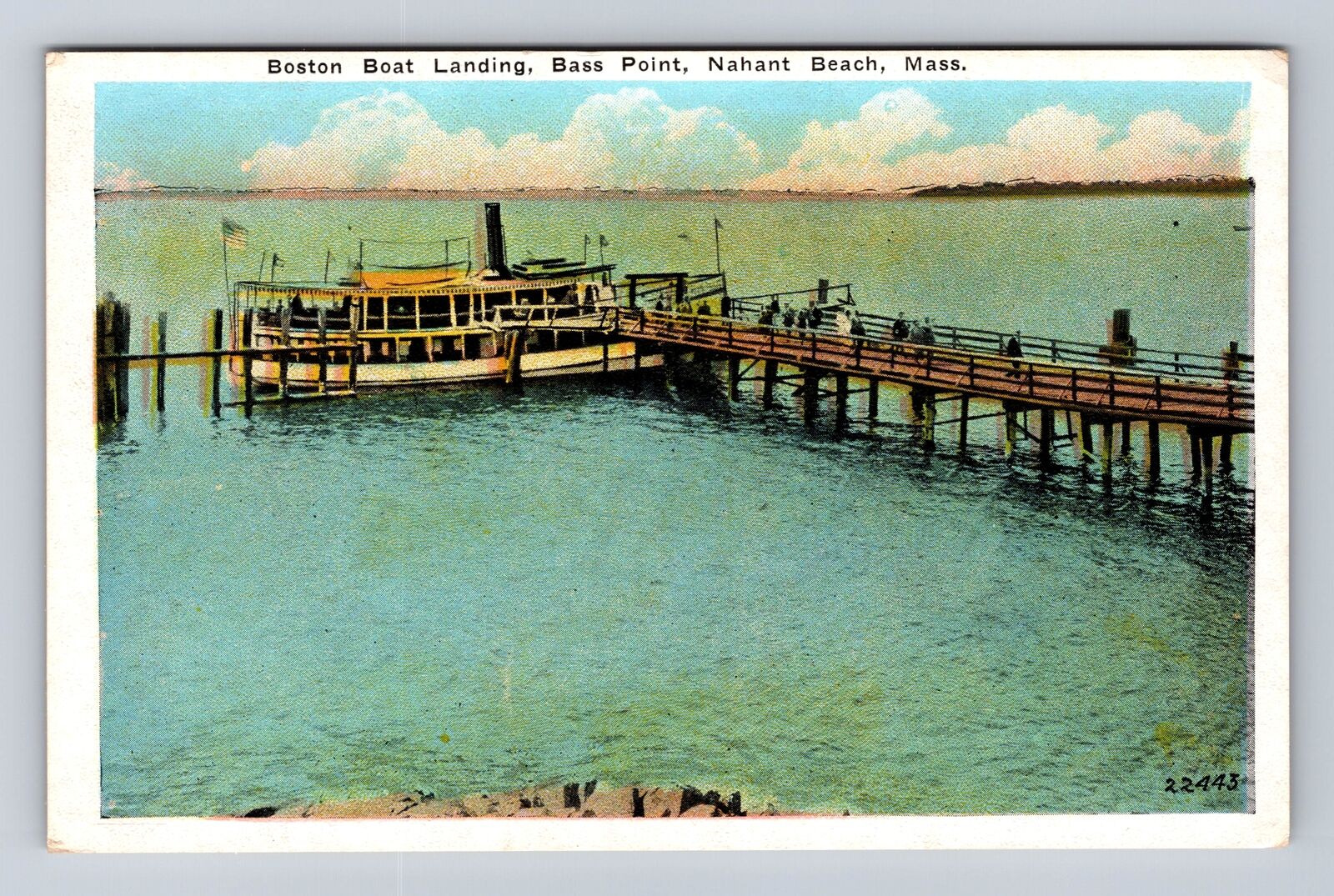 Nahant Beach MA-Massachusetts, Boston Boat Landing, Bass Point Vintage Postcard