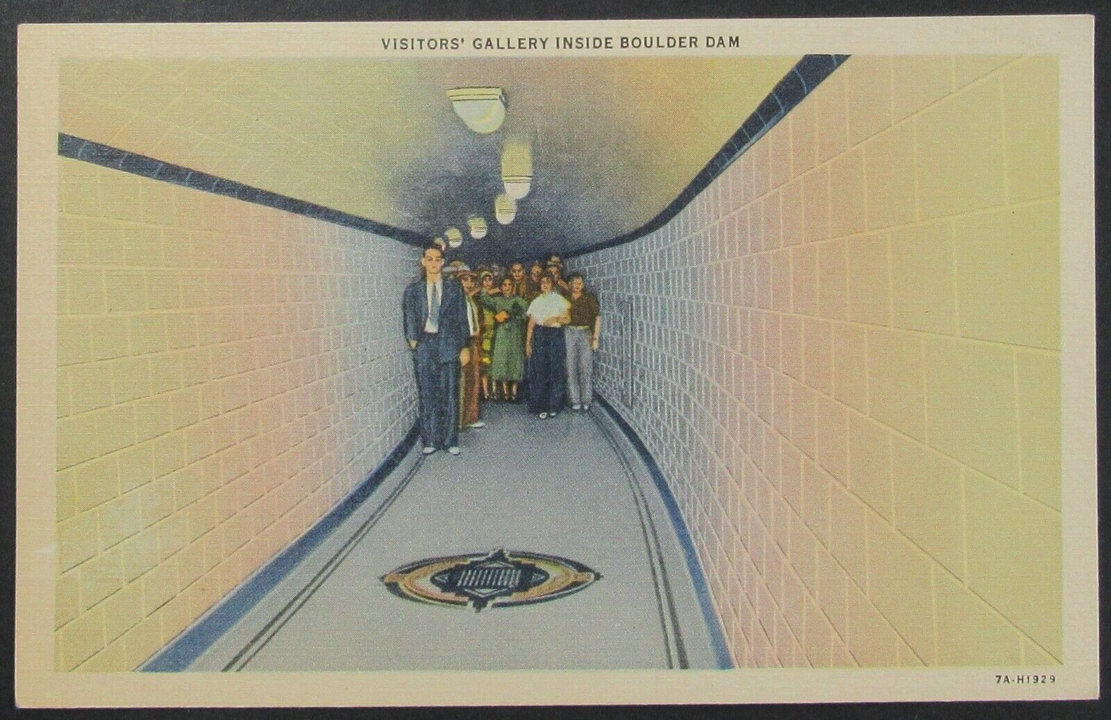 Nevada Boulder Dam Tunnel Inside View Vintage Linen Postcard Unposted