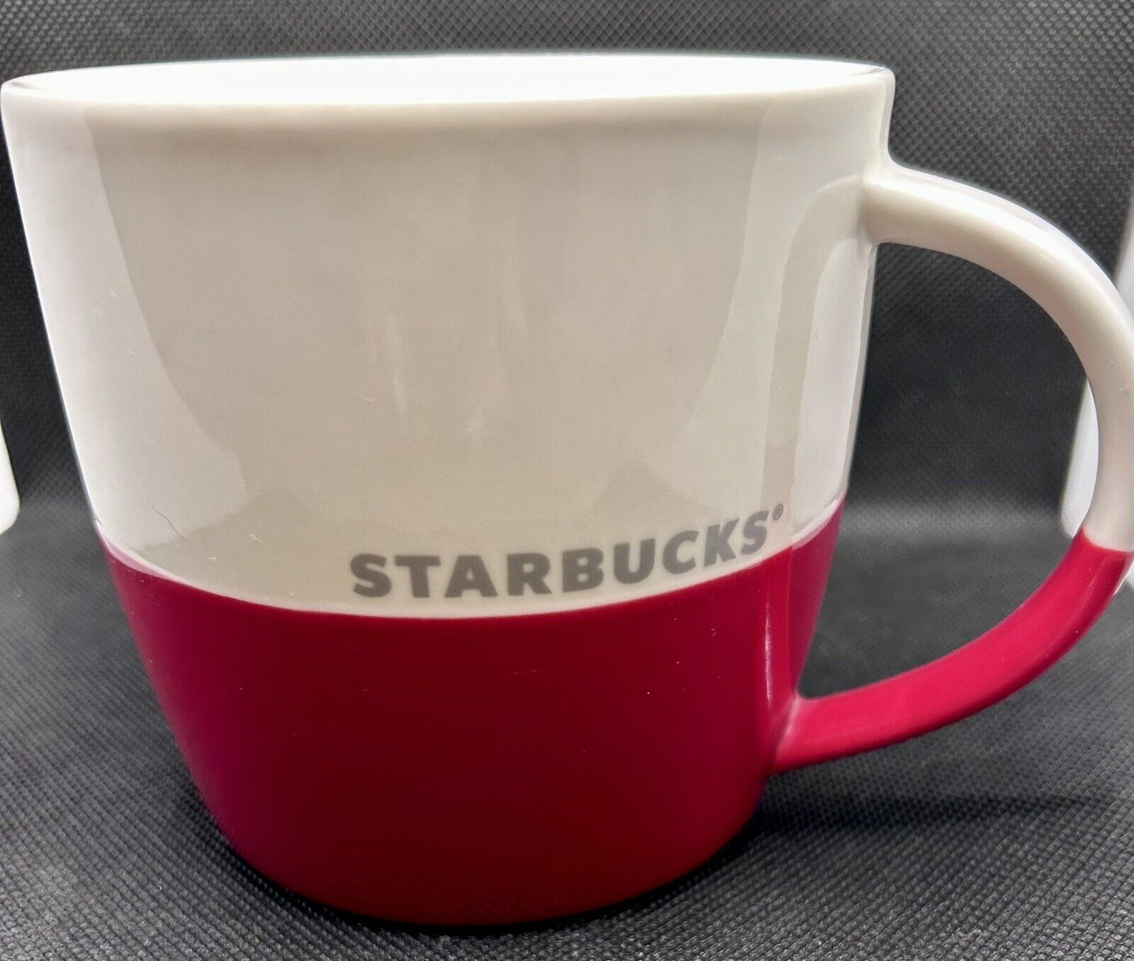 2011 Starbucks Coffee Tea Mug Cup White Dipped Red Silver Logo Bone China 16 oz