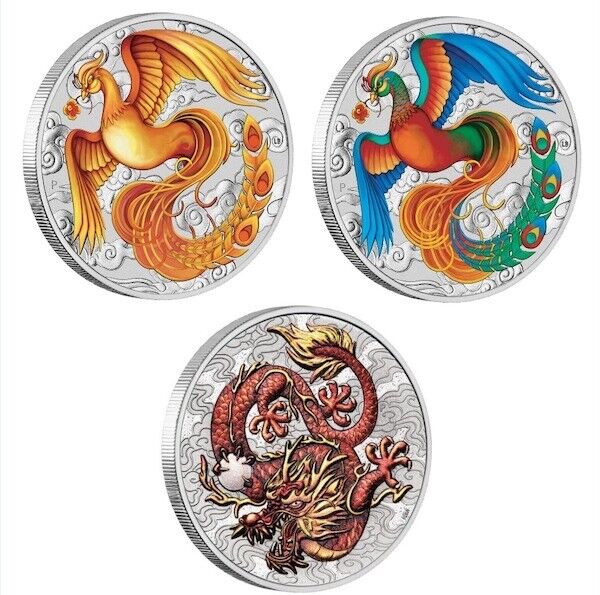 2021 -2022 Myths and Legends Series 1oz Silver Coin in Card -Three Coin Set