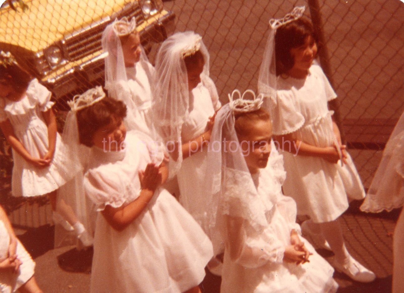 Church Girls FOUND PHOTO Color  Original Snapshot VINTAGE 26 44 E