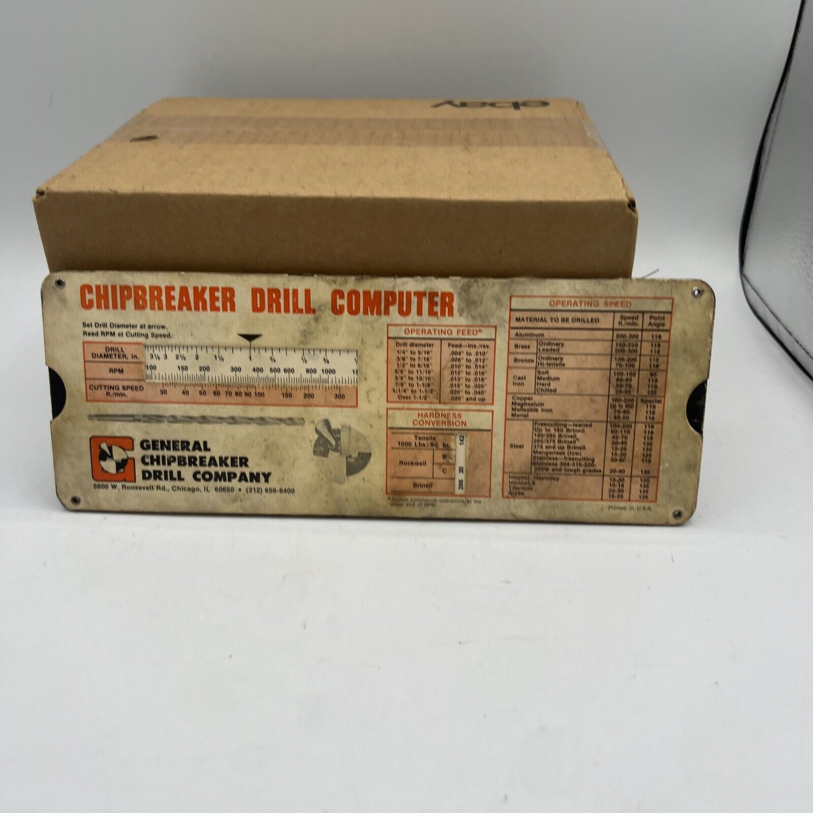 General Chipbreaker Drill Computer Card Slide Gauge Cost Cutter Vintage USA 