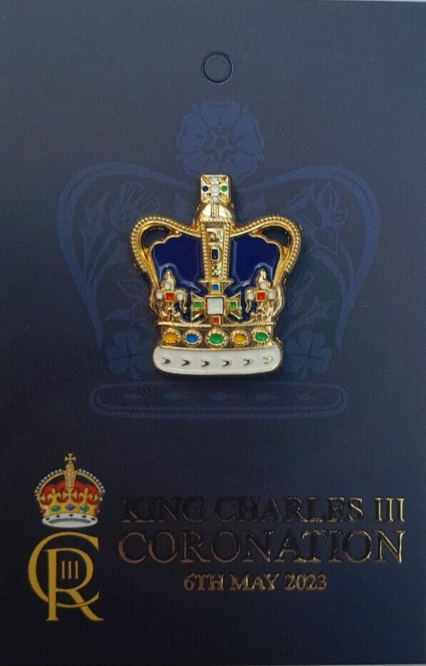HM KING CHARLES III ST EDWARDS CROWN ENAMEL PIN CORONATION 2023