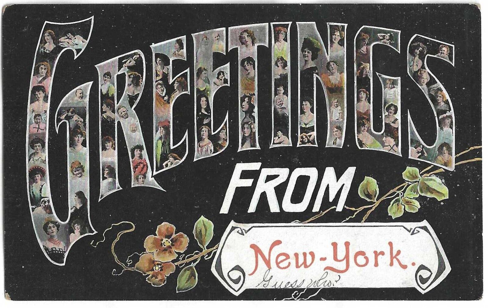Large Letter Greetings from New York, Very Early Postcard