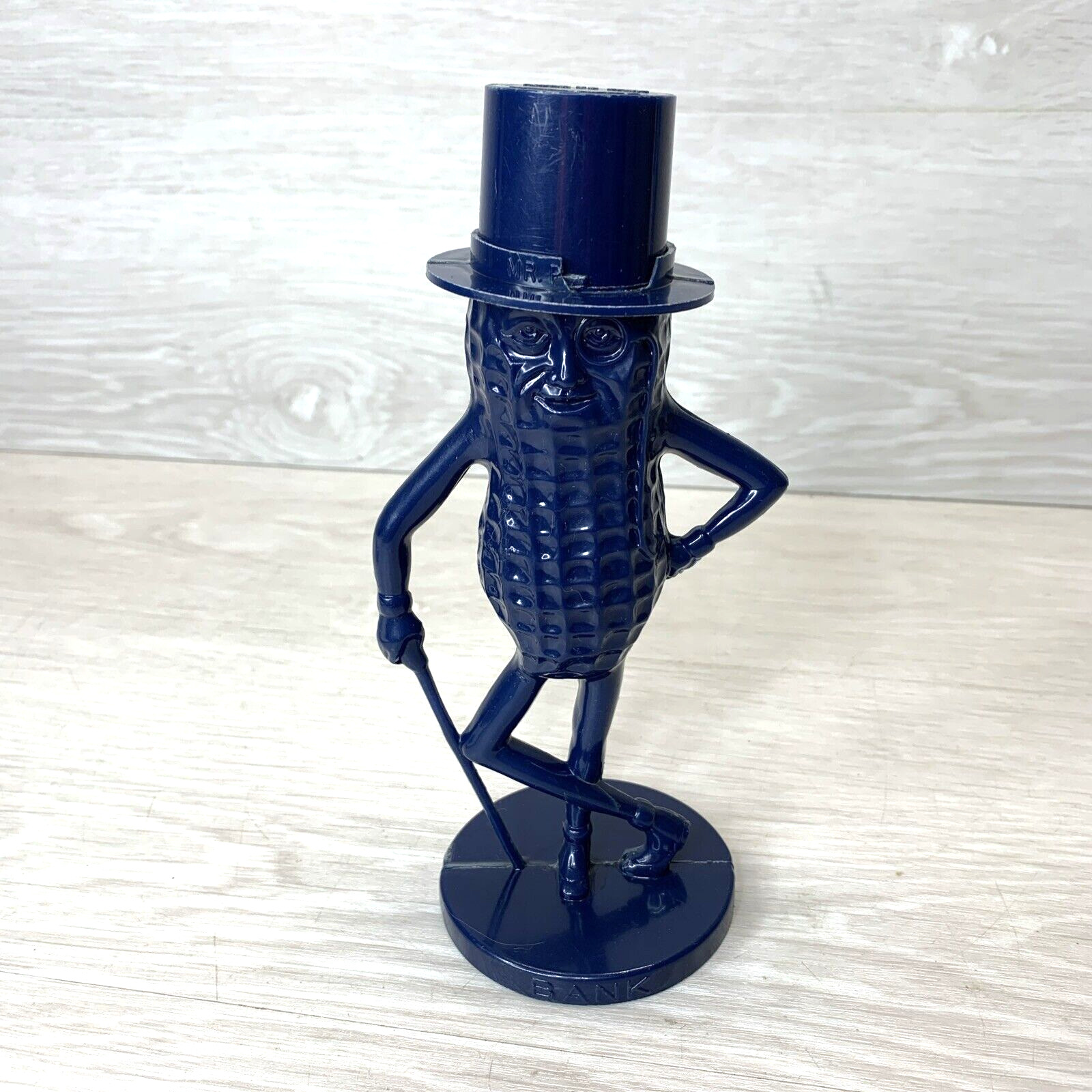 Mr. Peanut Plastic Coin Bank Collectible Made in the USA Dark Navy Blue