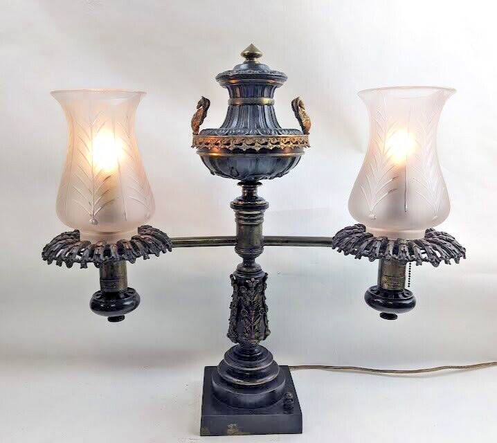 Antique Bronze Argand Lamp by Baldwin Gardiner New York 19th Century