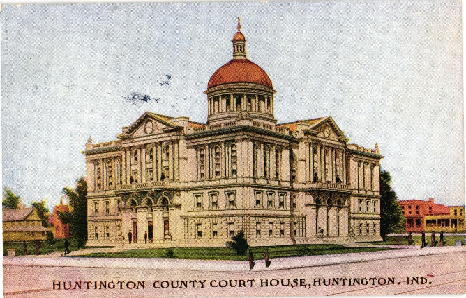 Huntington County Court House Huntington IN Divided Postcard Posted 1908