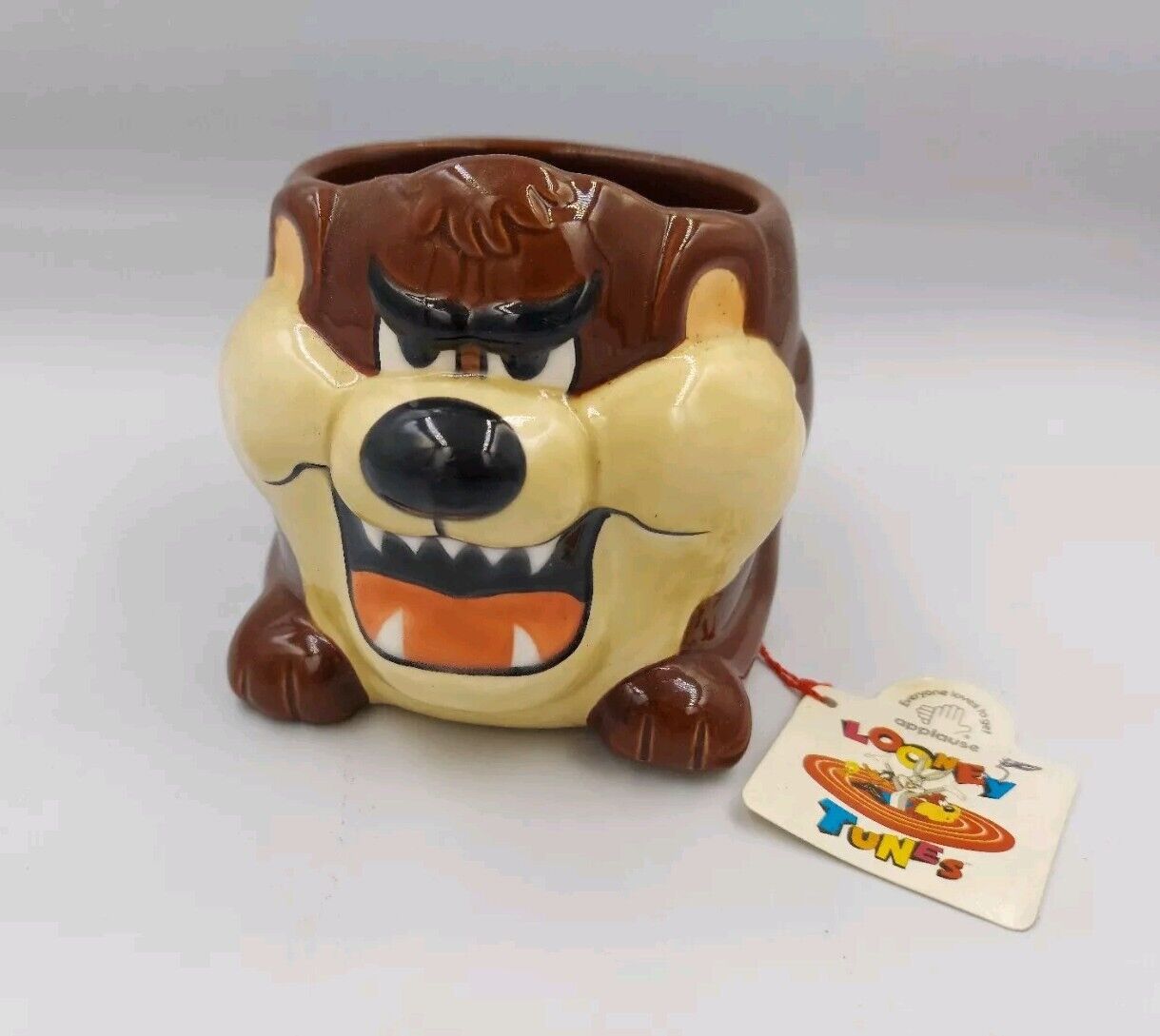 Vintage 1989 Applause Tazmanian Devil TAZ 3D Ceramic Mug Christmas Vacation NEW 