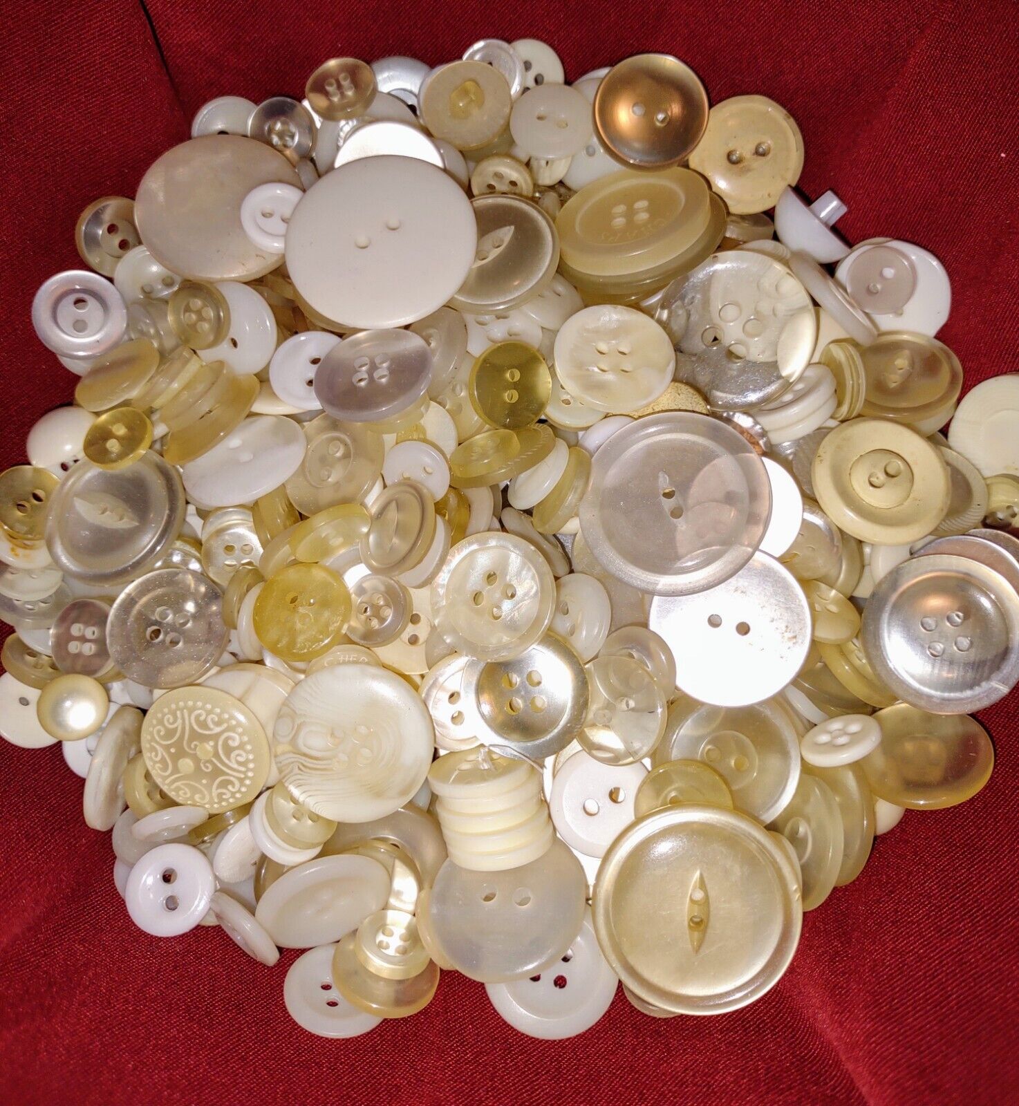 Bulk Lot 500+ Assorted White/Clear Buttons for Crafts, Variety Of Sizes/ Types