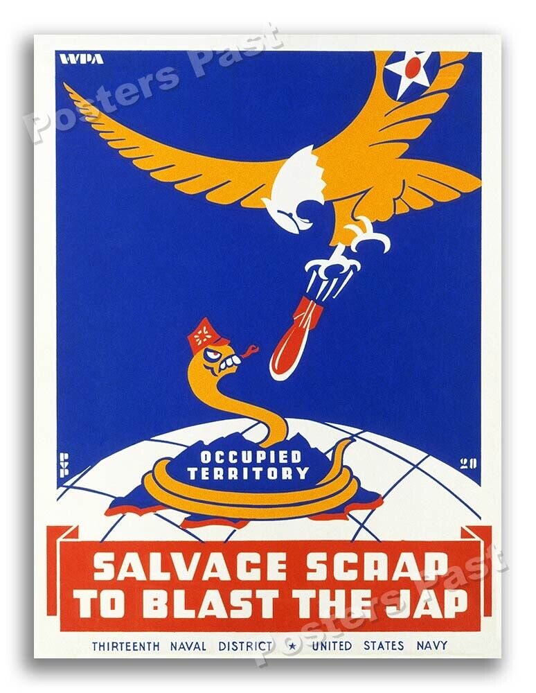 1940s “Salvage Scrap to Blast the Japanese” WWII Propaganda War Poster - 24x32