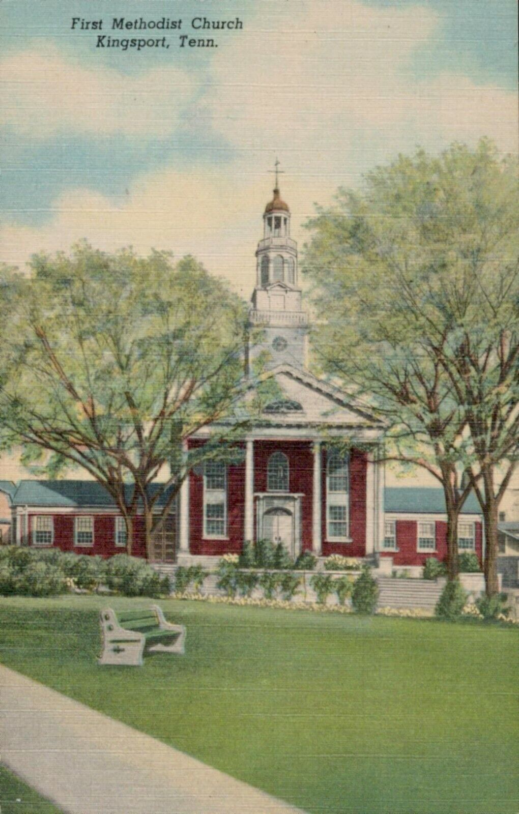 Kingsport TN Tennessee First Methodist Church Circle - Original Vintage Postcard