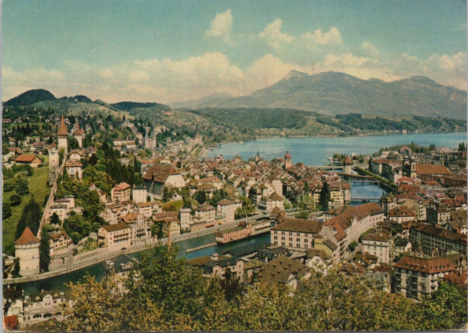 Photo PC ** Luzern Switzerland Panoramic Town View 1959